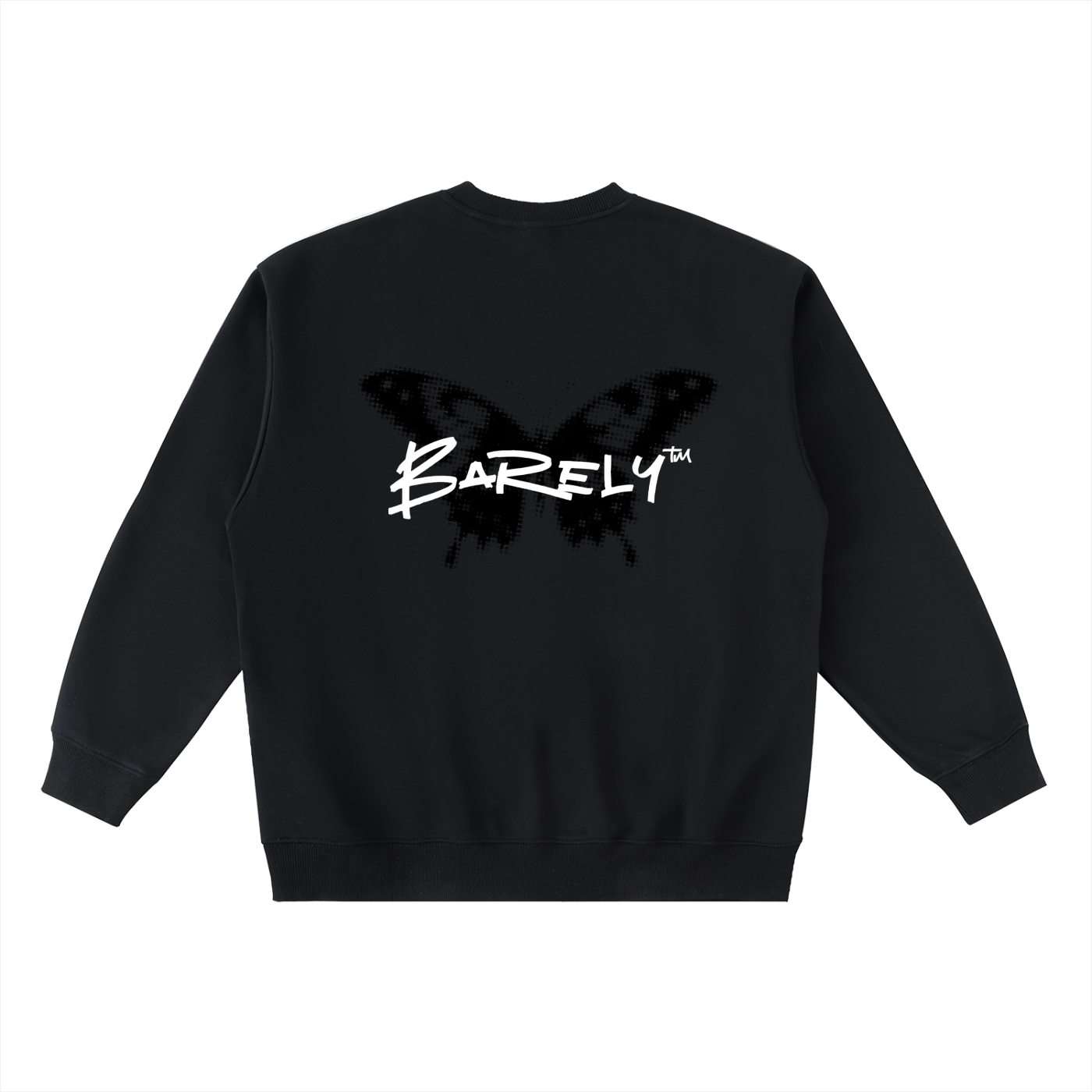 Barely™ crewneck sweatshirt back view with logo